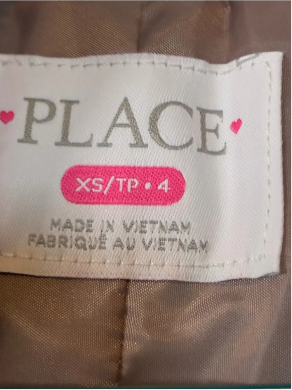 Girls The Children's Place Puffer Jacket Size 4 Beige